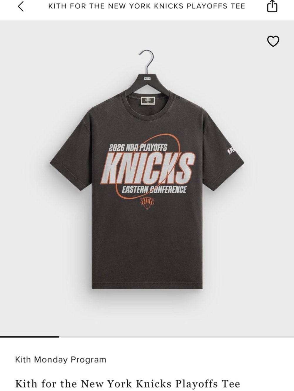 Kith X Knicks Playoffs Tee Black Size Large